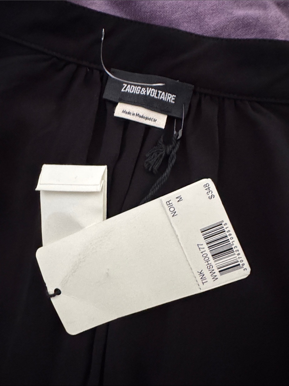 Zadig & Voltaire Black V-Neck Long-Sleeve Blouse size m - Picture 6 of 6